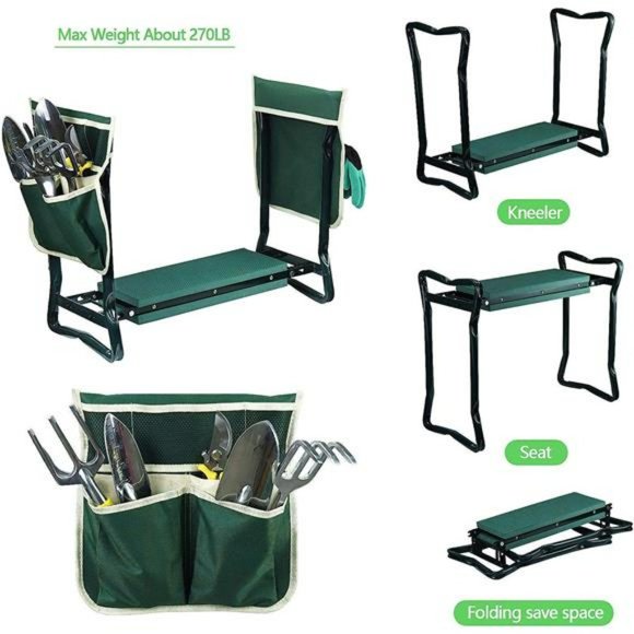 Garden Kneeler and Seat Foldable Garden Bench Stool w/ Soft Kneeling Pad, 6 Tool - Picture 3 of 6